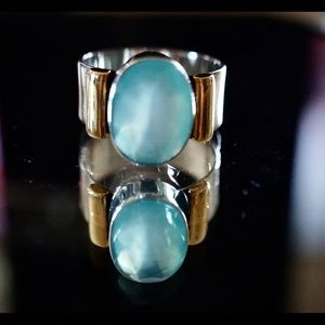 Sterling Silver Aqua Chalcedony Ring